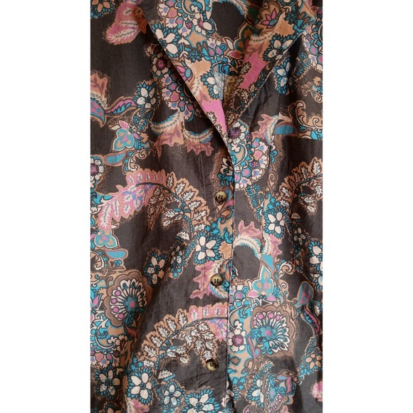 Free People We The Free Poolside Printed Boyfriend Button Down Paisley Top Sz M - Picture 7 of 14